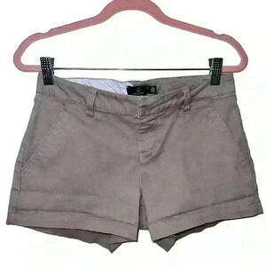Volcom Khaki Low Rise Mini Shorts with Button and Clasp Closure